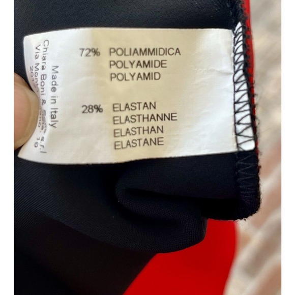 La Petite Robe Chiara Boni Black Red White Colorblock Cocktail Dress Size 44 - Picture 9 of 16